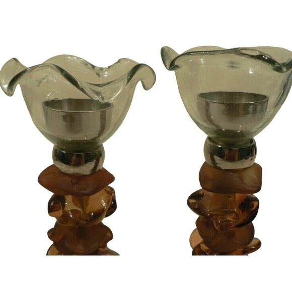 Candle holder PAIR Artistic Sculptural design Acrylic and metal - Picture 5 of 10